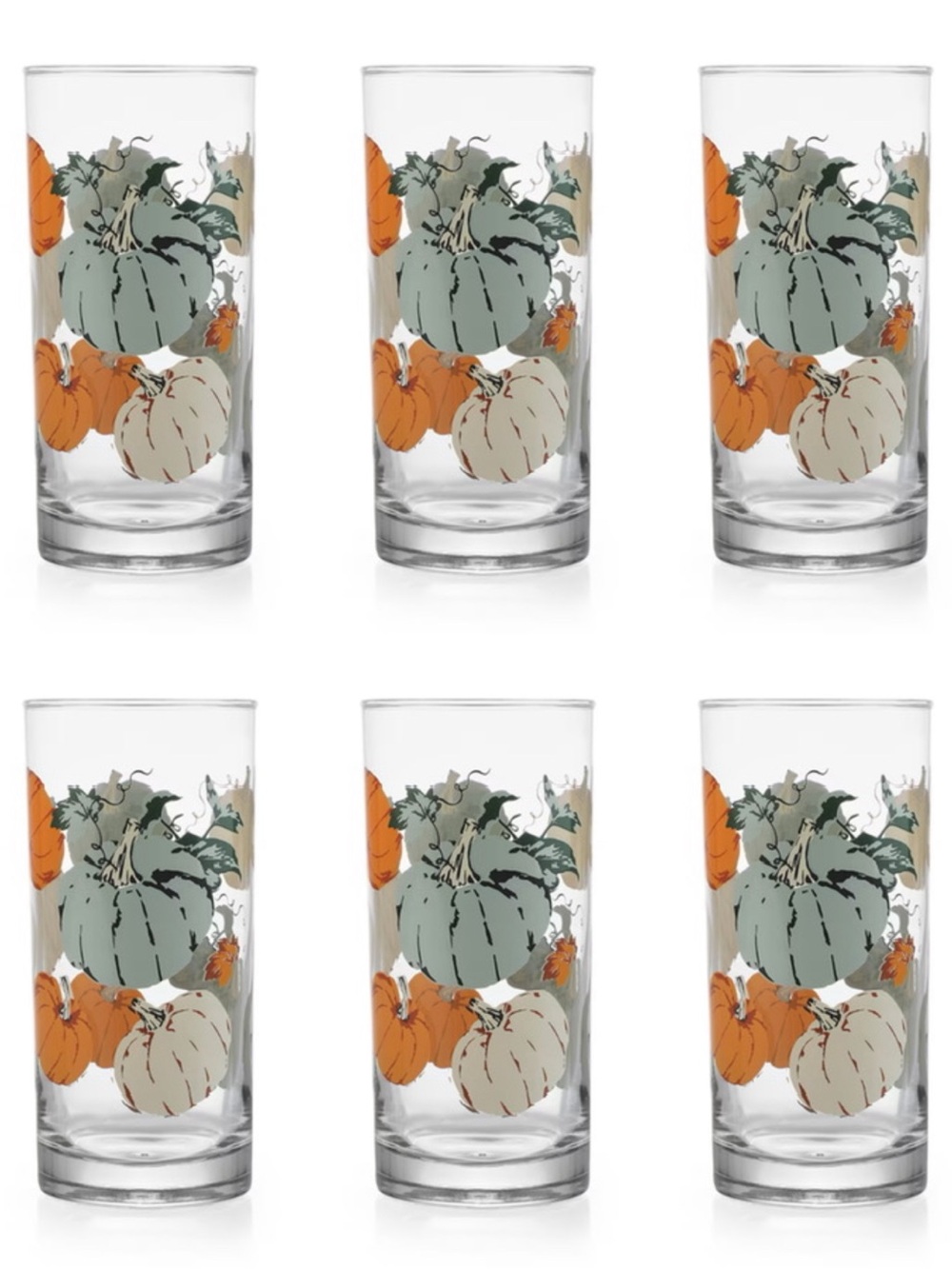 Libbey 6 Color Pumpkins Tumblers Drinking Glasses 16.3 Oz Fall Harvest Autumn